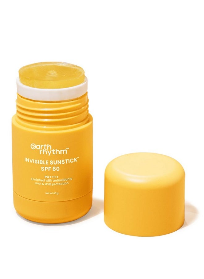 Sunstick Spf 60 Pa+++ Invisible Sunscreen | Water Resistant, No White Cast, Lightweight I Almond Oil, Jojoba Oil & Vitamin E | Suits All Skin Types | Women & Men - 40 Gm