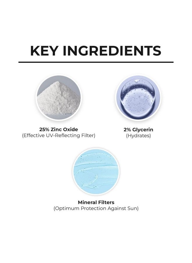 Mineral Sunscreen Spf 50 Pa+++ | Water Proof Sunscreen | No White Cast | Quick-Absorbing | Ultra Lightweight & Non-Sticky | 25% Zinc Oxide | For All Skin Types | For Women & Men | 50G