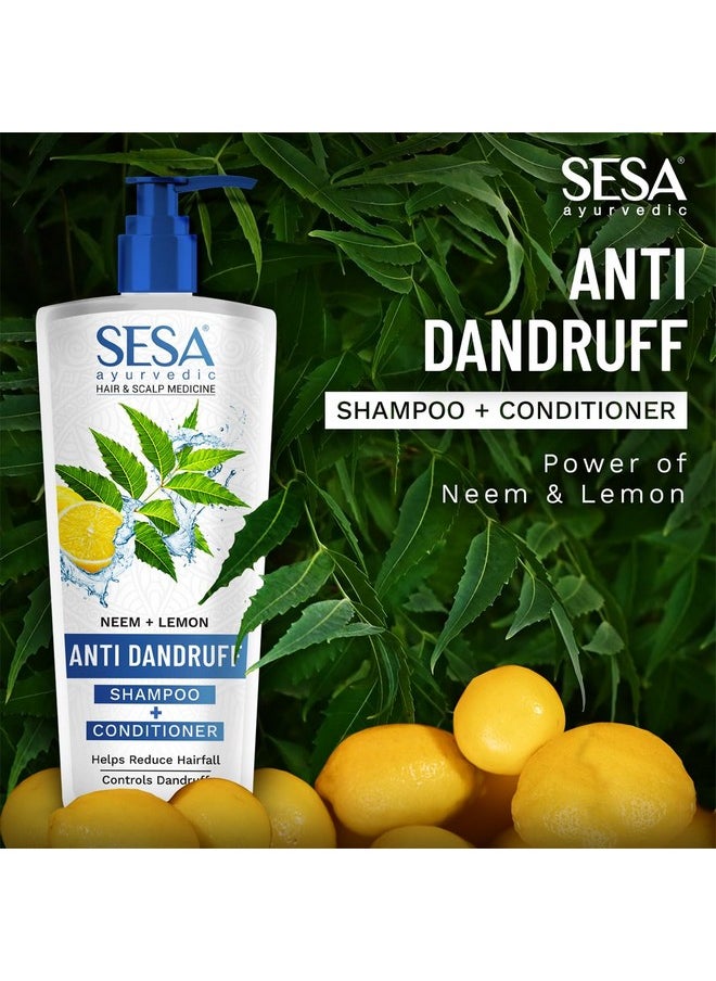 Anti Dandruff Shampoo And Conditioner Combo Hairfall Control Anti Dandruff Shampoo Infused With 17 Ayurvedic Herbs Smooth & Shiny Hair For Men & Women 500 Ml + 300Ml
