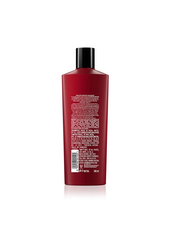 Keratin Smooth Shampoo 340 Ml|| With Keratin & Argan Oil For Straighter|| Shinier Hair - Nourishes Dry Hair & Controls Frizz|| For Men & Women