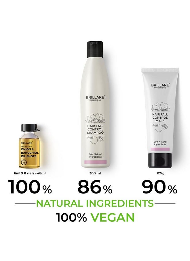 Anti Hair Fall Treatment Combo, Strengthens Roots, Prevents Breakage & Reduces Hair Fall, Shampoo 300Ml, Conditioner 125Ml And Oil Shots (8 Shots X 6Ml Each)