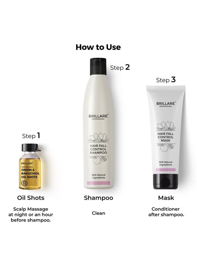Anti Hair Fall Treatment Combo, Strengthens Roots, Prevents Breakage & Reduces Hair Fall, Shampoo 300Ml, Conditioner 125Ml And Oil Shots (8 Shots X 6Ml Each)