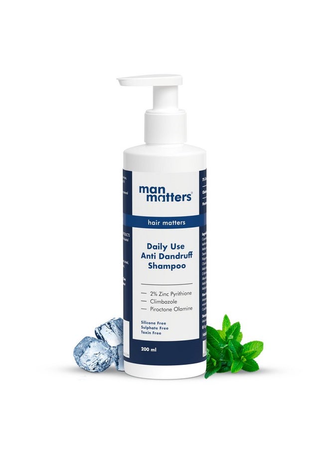 Daily Use Anti Dandruff Shampoo | Reduces Dandruff, Flaking & Soothes Scalp Irritation | Zinc Pyrithione, Climbazole & Piroctone Olamine | Ph 5.5 | 200Ml