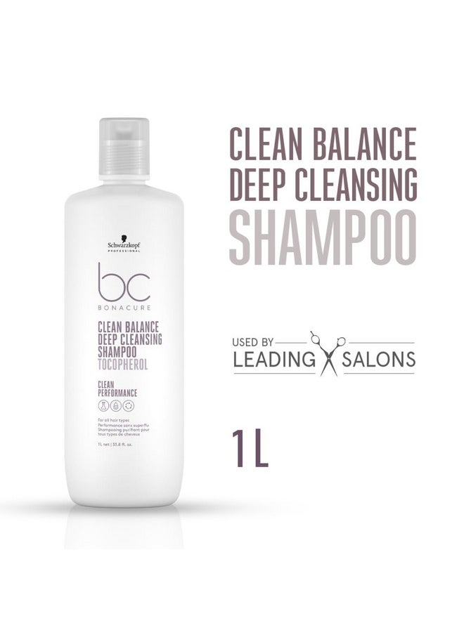 Bonacure Clean Balance Deep Cleansing Shampoo With Tocopherol | For All Hair Types - 1L