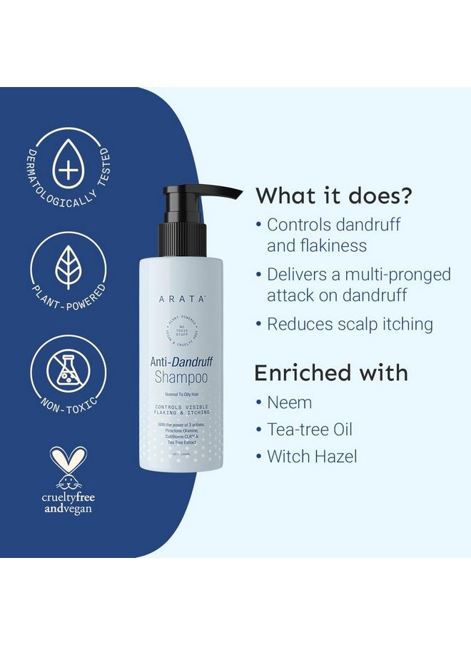 Anti Dandruff Shampoo | Dandruff Remover With Piroctone Olamine, Cutibiome Clr™, Neem | Reduces Flaking And Scalp Irritation | Anti Dandruff Shampoo For Men & Women | For All Hair Types | 200Ml