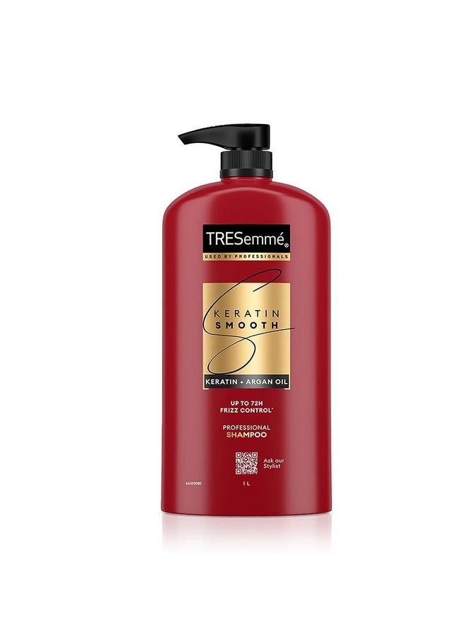 Keratin Smooth, Shampoo, 1L, For Straighter, Shinier Hair, With Keratin & Argan Oil, Nourishes Dry Hair, Controls Frizz , For Men & Women