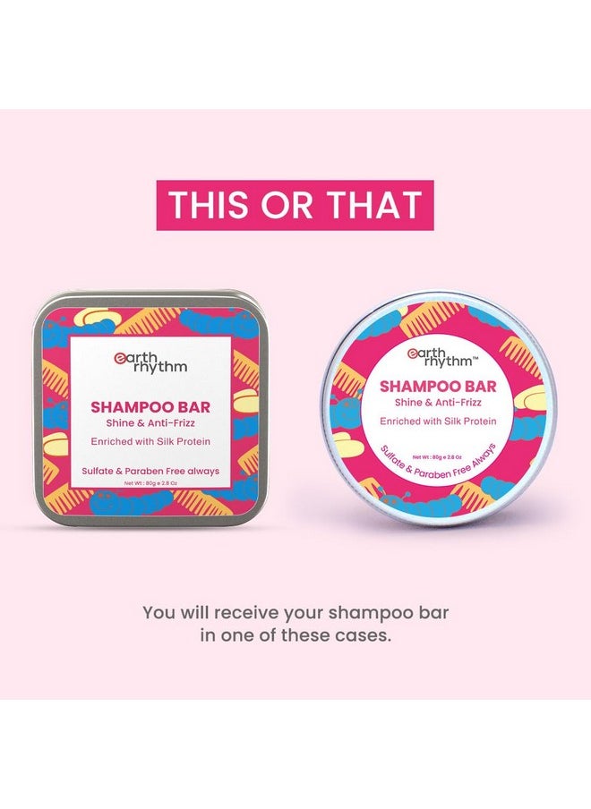 Silk Protein Shampoo Bars For Soft & Silky Hair, Sulphate & Paraben Free, Plastic Free (Tin Packaging) - 80Gm