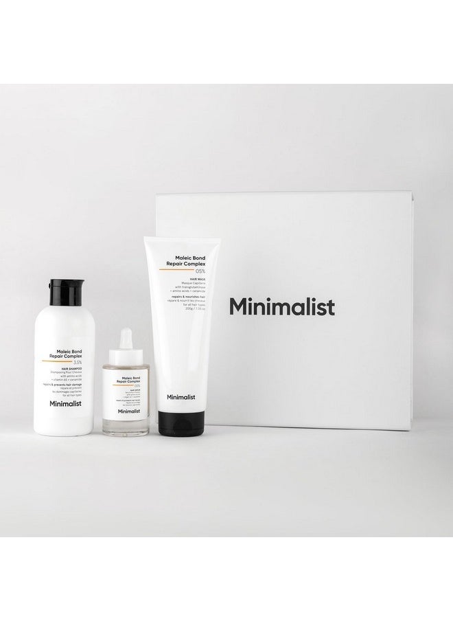 Maleic Bond Repair Hair Care Gift Set | Hair Serum, Shampoo, Mask Trio