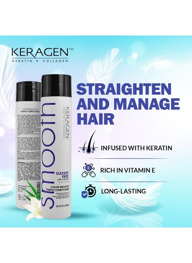- Sulfate - Free Color Enhance Purple Shampoo For Neutralizing Yellow Tones On Blonde And Silver Hair With Keratin, Panthenol, Vitamins, Collagen, And Jojoba Oil - 10 Oz
