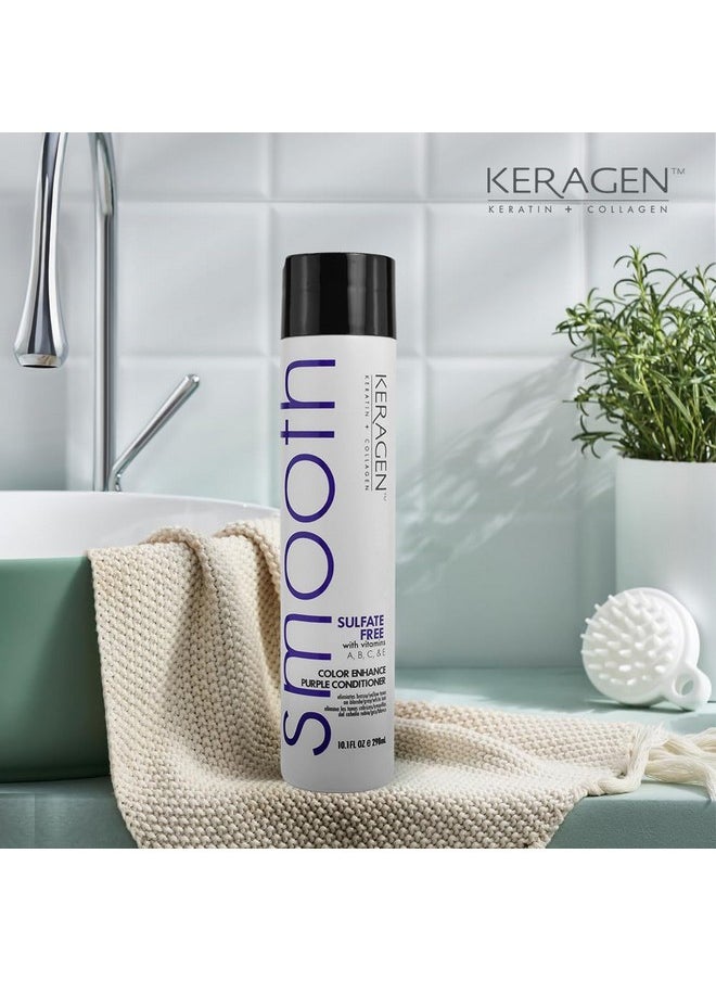 - Sulfate - Free Color Enhance Purple Shampoo For Neutralizing Yellow Tones On Blonde And Silver Hair With Keratin, Panthenol, Vitamins, Collagen, And Jojoba Oil - 10 Oz