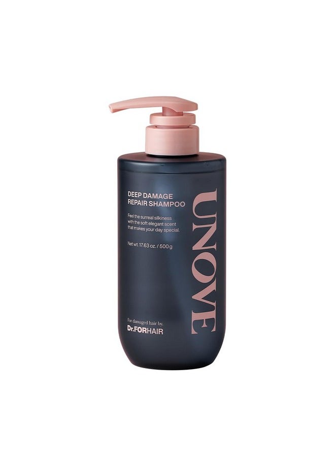 Unove Deep Damage Repair Shampoo 500Ml/16.91Fl.Oz | Tangle Free Smoothness | 35 Proteins & Nutrients For Healthy Hair | Deep Cleansing & Oil Control | Thick, Healthy-Looking Hair