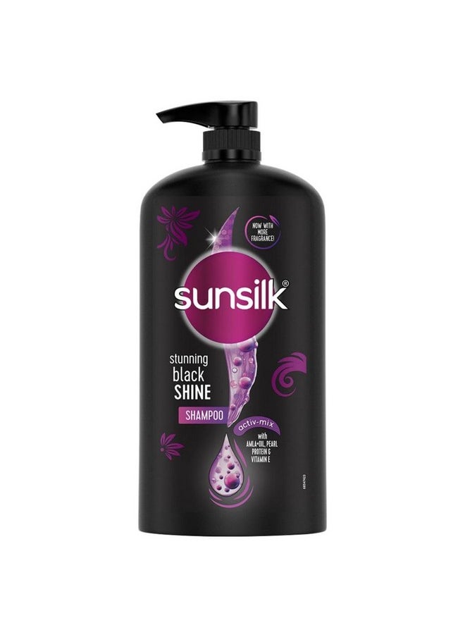 Black Shine, Shampoo, 1L, For Shiny, Moisturised & Fuller Hair, With Amla + Oil & Pearl Protein, Paraben-Free