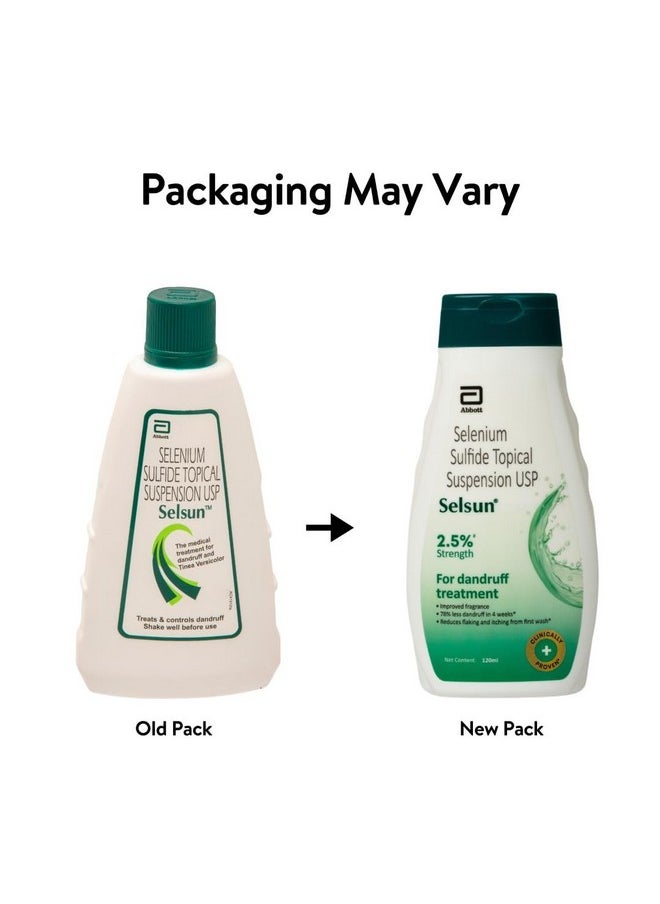 Selsun Suspension Anti Dandruff Shampoo, Clears Away Dandruff Flakes, Relieves From Excessive Oil, Relieves From Dandruff Related Itching (120Ml) - Pack Of 1