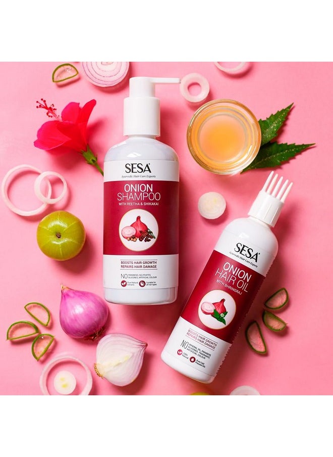 Onion Anti-Hair Fall Combo For Hair Care| Onion Oil - 200 Ml & Onion Shampoo - 300 Ml