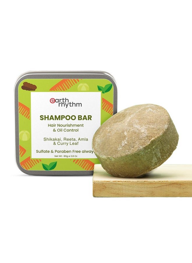 Shikakai Shampoo Bar For Hairfall | Contains Shikakai, Curry Leaf, Reeta & Amla Extracts | Men & Women | Sulphate & Paraben Free (Tin Packaging) - 80 Gm