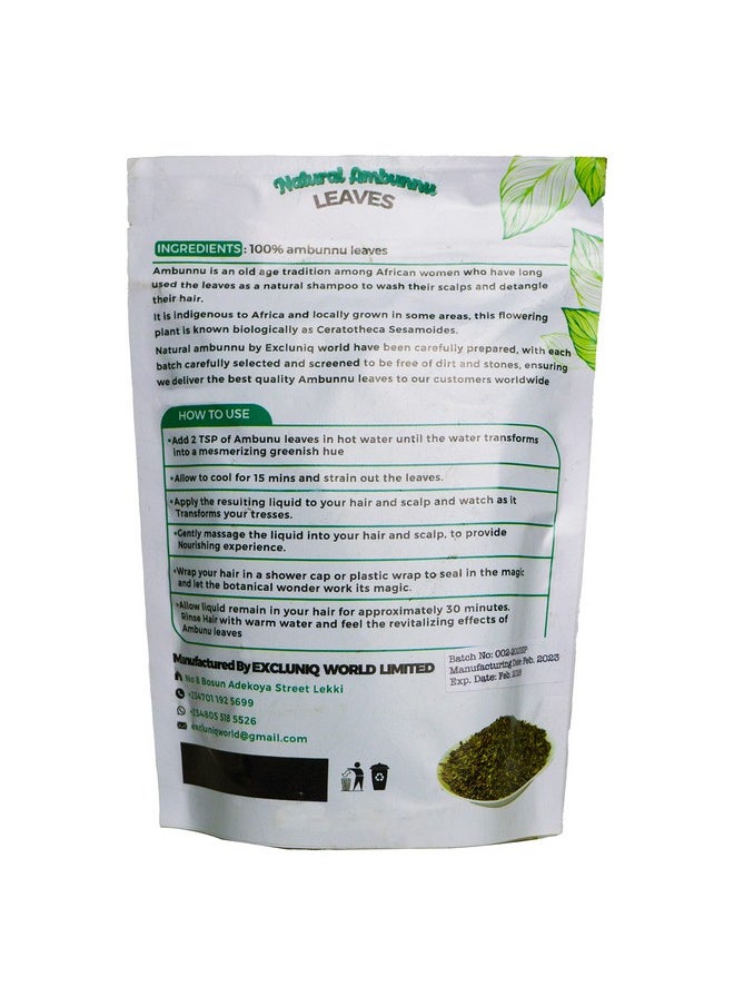 Natural Ambunnu Leaves By Excluniq World 50G Pack | Herbal Hair Detangler, Shampoo & Conditioner For Dry And Damaged Hair | African Traditional Scalp & Hair Care Remedy For Everyone. 1.80 Ounce Pack