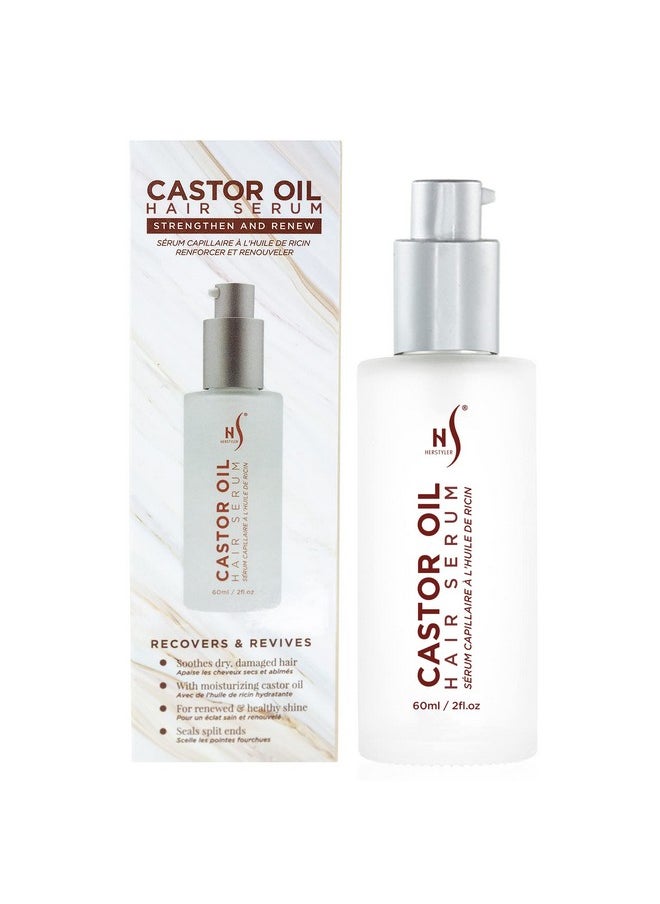 Castor Oil Hair Serum For Hair Growth - Hair Shine Serum With Vitamin E - Hair Growth Serum - Hair Serum Heat Protectant - Vitamin E Hair Serum For Silky Hair