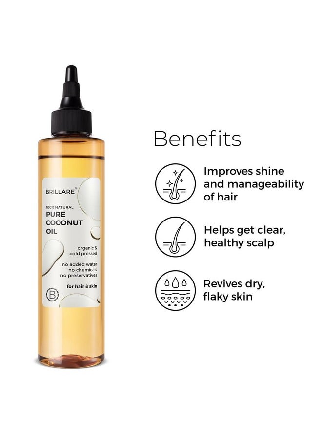 Pure Coconut Oil, Organic And Cold Pressed Hair Oil With Zero Chemicals, Rich In Vitamins & Amino Acids, Best For Dry & Flaky Skin, 100 Percent Natura Oill, 200 Ml