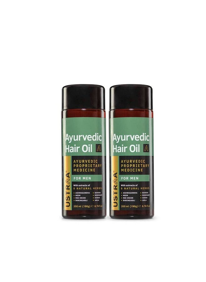 Ayurvedic Hair Oil - 2 X 200 Ml | With 8 Natural Herb Extracts | Controls Hair Fall, Fights Dandruff | No Sls, No Parabens, No Silicone, No Mineral Oil (Set Of 2)