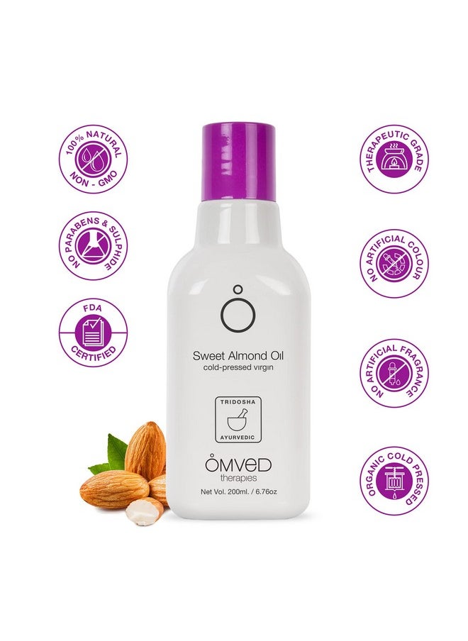 Organic Sweet Almond Virgin Oil 100% Pure & Cold-Pressed, 200 Ml