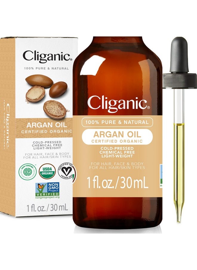 Organic Argan Oil For Hair, Face & Skin (1Oz) - 100% Pure, Cold Pressed