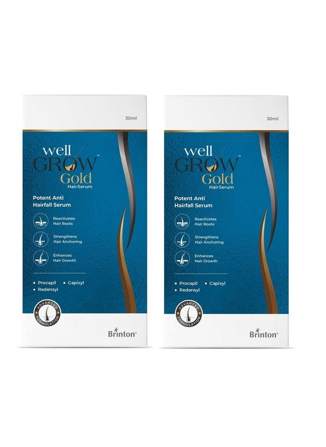 Wellgrow Gold Hair Growth Serum With Redensyl, Capixyl & Procapil For Hair Fall Control & Repair|Strengthens & Enhances Hair Growth For Men & Women