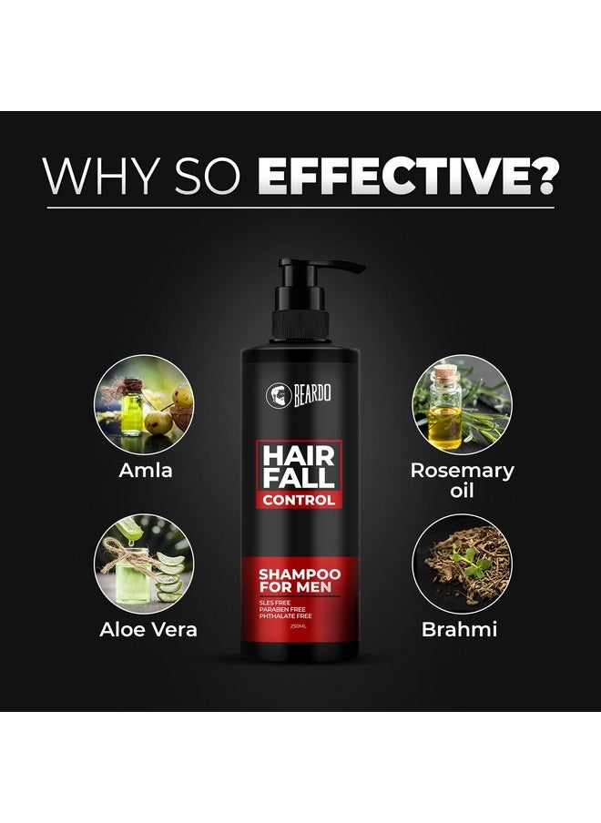 Hair Fall Control Shampoo For Men, 250 Ml | Shampoo For Men With The Goodness Of Amla, Rosemary Oil, Aloe Vera And Brahmi | Strong Hair Shampoo