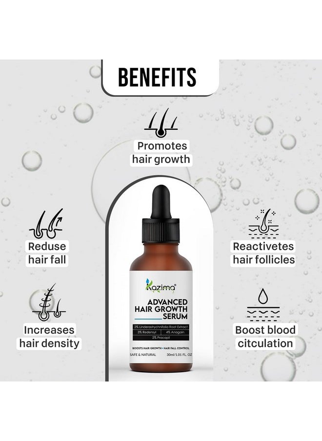 Advanced Hair Growth Serum With 2% Lindera Strychnifolia 3% Redensyl, 4% Anagain & 2% Procapil| Reduces Hairfall, Boosts Hair Growth, Improves Hair Density | Hair Serum For Men & Women | 30 Ml
