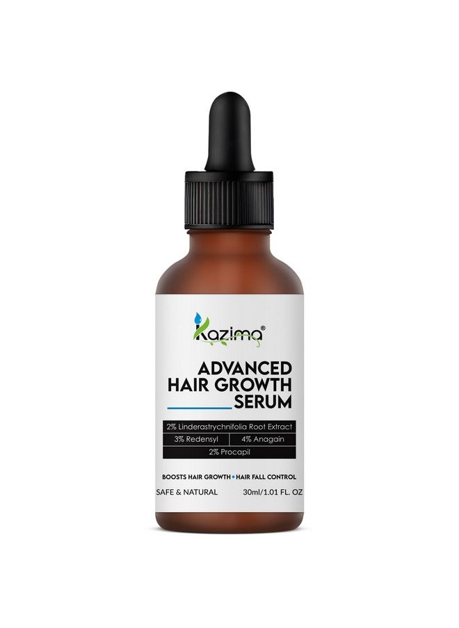 Advanced Hair Growth Serum With 2% Lindera Strychnifolia 3% Redensyl, 4% Anagain & 2% Procapil| Reduces Hairfall, Boosts Hair Growth, Improves Hair Density | Hair Serum For Men & Women | 30 Ml