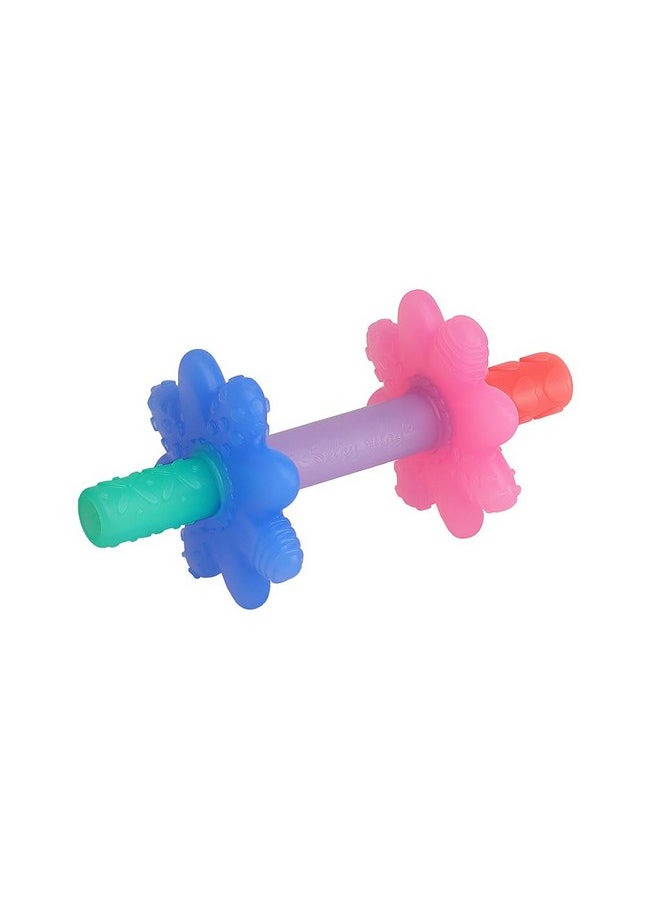 Teensy Tube Teether; Textured Hollow Baby Teething Tube That Reaches Front Teeth & Back Molars, Made Of Soft Silicone (Pink Rainbow)