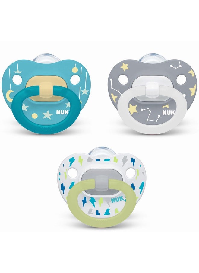 Orthodontic Pacifier Value Pack, Boy&Girl,0-6 Months, 3-Pack (Star) (Glows In The Dark)