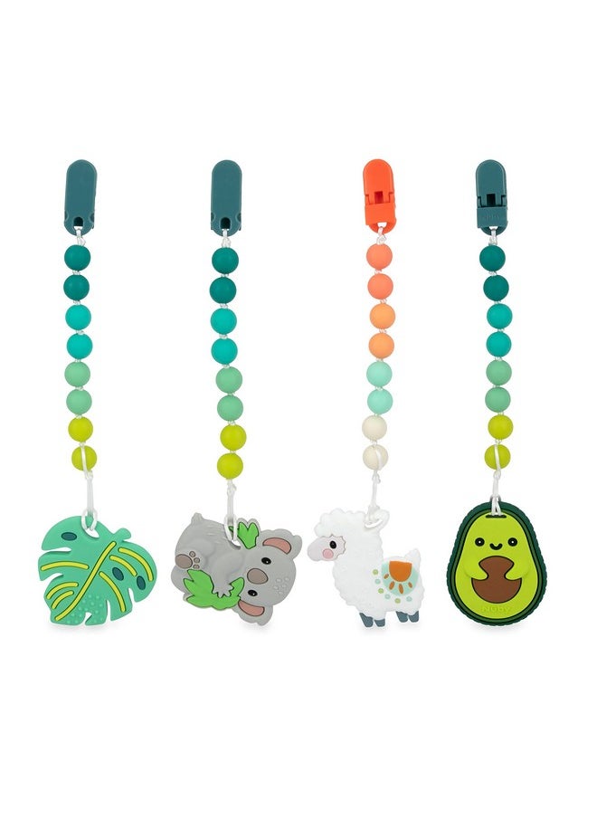 All Silicone Teether With Bonus Silicone Pacifinder With Clip - 3+ Months, 1Pk, Assorted Neutral Designs