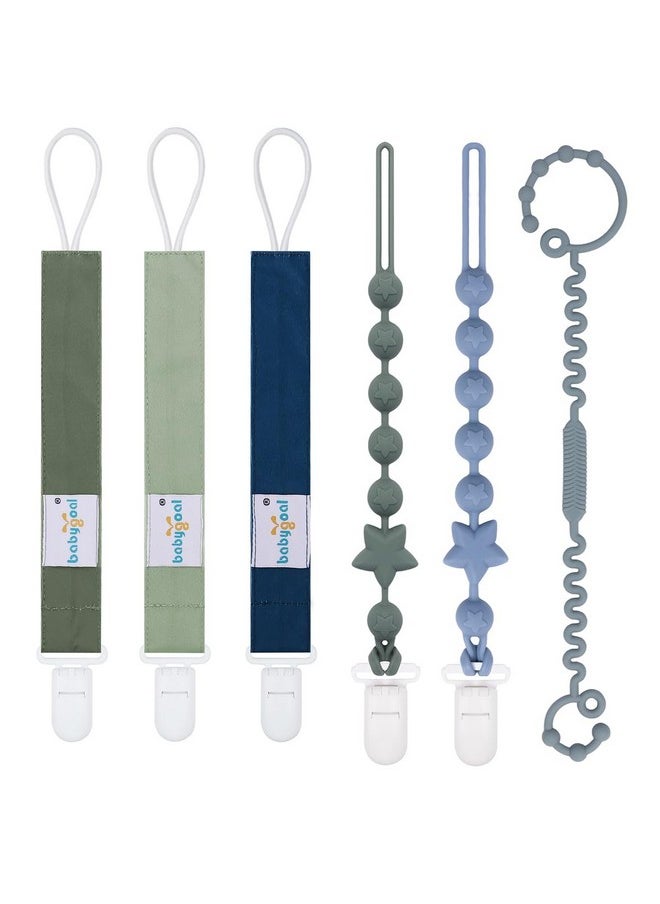 Pacifier Clip Set Of 6, Silicone Pacifier Clips And Toy Strap Fits All Pacifiers, Binkies And Toys- Ideal Baby Boy And Girl Gift-Neutral Color 6Psgj05