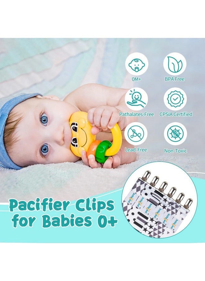 Pacifier Clips For Boys, 6 Pack Pacifier Holder Clips For Baby Boys And Girls Fits For Most Pacifier Styles And Baby Gift 6Pbm05-Hz