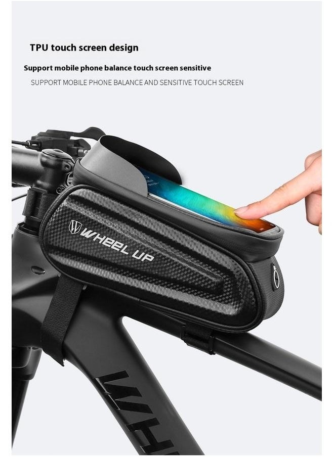 Waterproof Pouch Bike Bag Bicycle Bag Front Handlebar Frame, Touch Screen Mobile Phone Mount Holder Basket with Storage up to 7