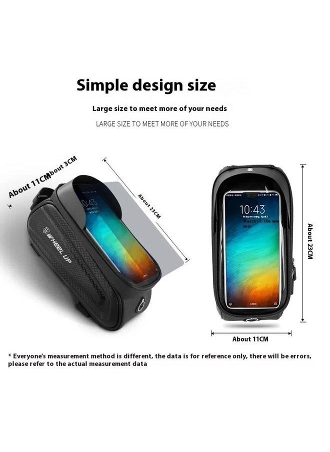 Waterproof Pouch Bike Bag Bicycle Bag Front Handlebar Frame, Touch Screen Mobile Phone Mount Holder Basket with Storage up to 7