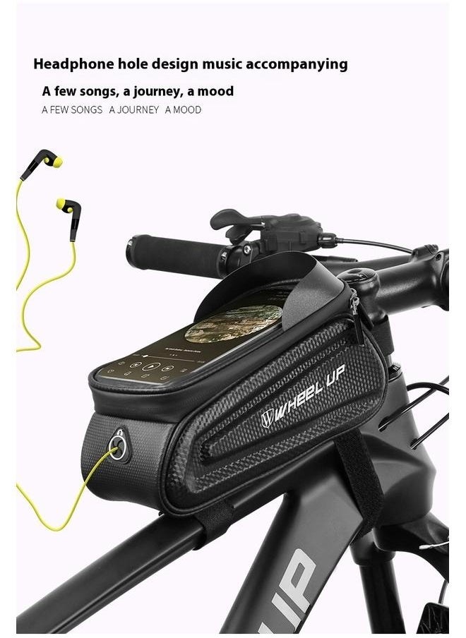 Waterproof Pouch Bike Bag Bicycle Bag Front Handlebar Frame, Touch Screen Mobile Phone Mount Holder Basket with Storage up to 7