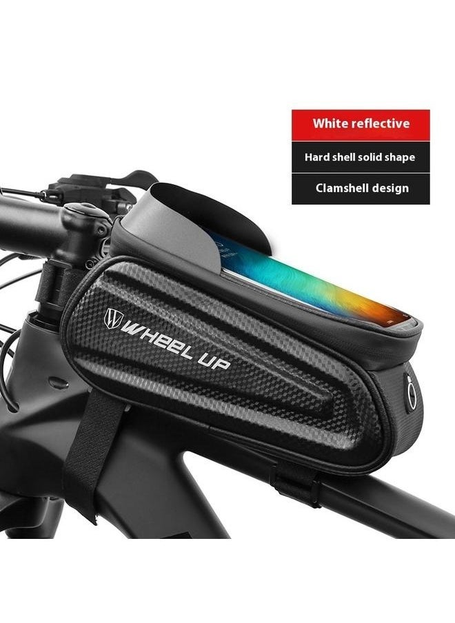 Waterproof Pouch Bike Bag Bicycle Bag Front Handlebar Frame, Touch Screen Mobile Phone Mount Holder Basket with Storage up to 7