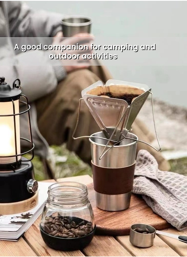 4Pcs 304 Stainless Steel 350ml Portable Camping Cups ,  Pint Cup Metal Coffee Mug Outdoor Cups,Food Grade Stainless Steel,Lightweight and Portable ,Corrosion-resistant, Safe and Non-toxic, Durable, Leather Rings design easy to hold, Anti-scald , Camping Accessories used as Outdoor Camping, Travel Adventure, Mountain Climbing, Hiking, Picnic Fishing, Home Daily, Office rest, Café coffee latte art, Holiday Gifts, Desert off-road, Camping Party