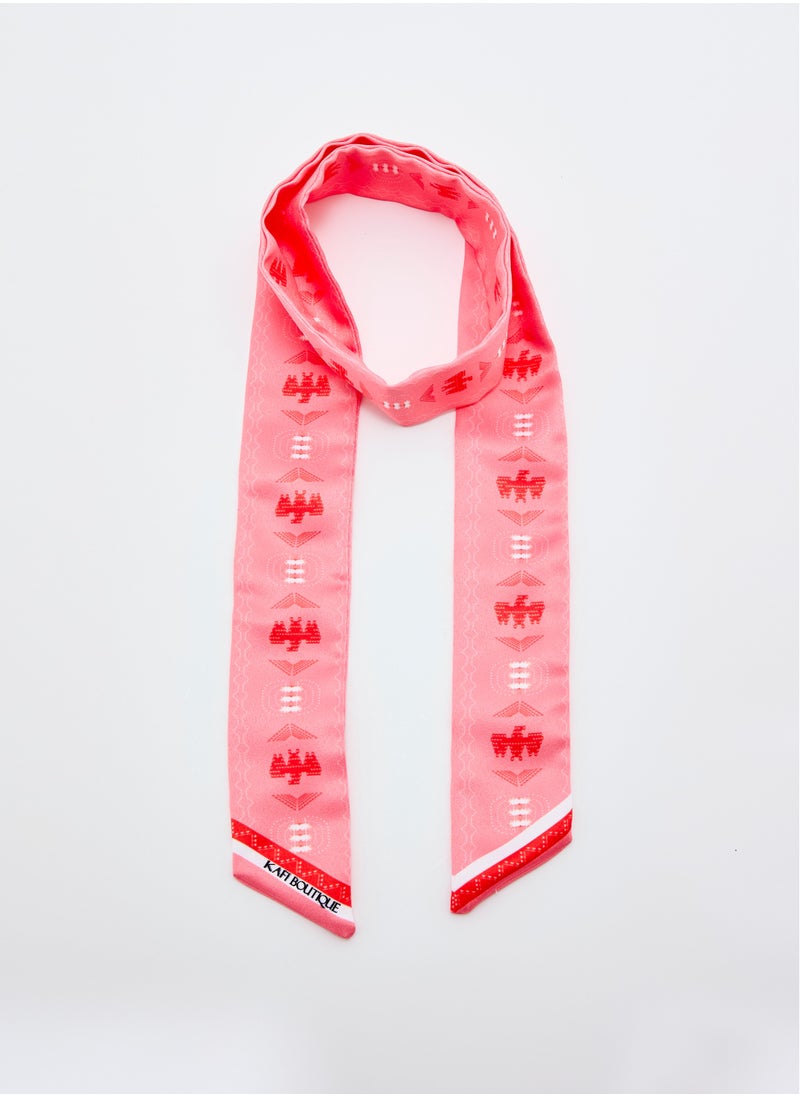 Sadu Pattern Twilly Scarf Peach