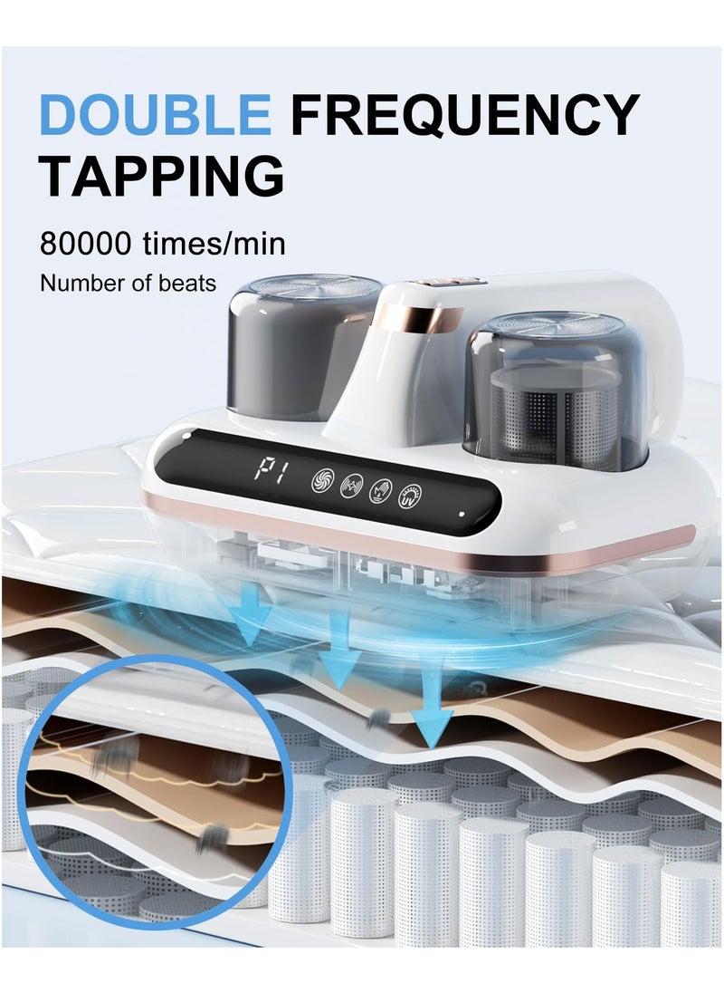 Mattress Vacuum Cleaner | Dust Mite Cleaner | Dual Mode 8kPa & 10kPa Suction with Digital Screen, HEPA Filter, 210ml Dust Bin, 100W | For Bed, Pillow, Sofa, Carpets, and Couch (Double Cup)