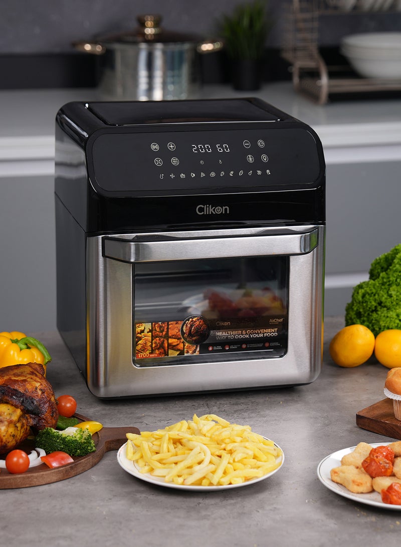 Air Fryer Oven, 1700W, With 12L Capacity, Rapid Air Convection Technology, Digital Temperature Control, 60-Minute Timer, Multi Functional Modes, Dishwasher Safe 12 L 1700 W CK359 Black/Silver