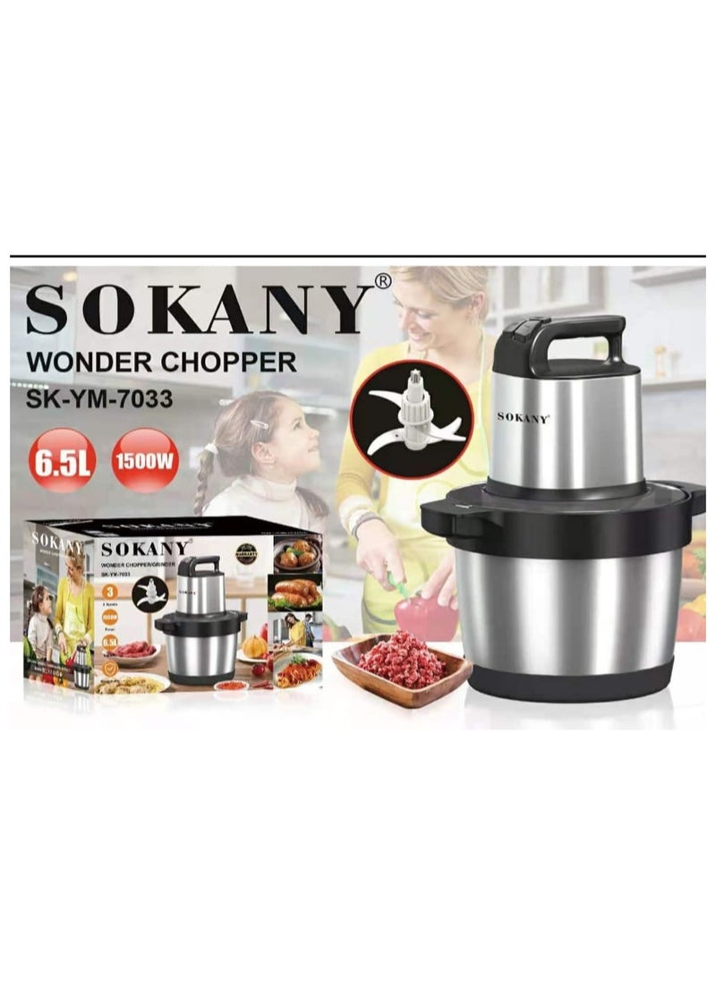 Sokany Sk-204 Electric Grill Maker + Sokany SK-7033 Meat Grinder Low Noise Chopping Meat Blender. 6.5L, Stainless Steel , 1500 Watt Bundle