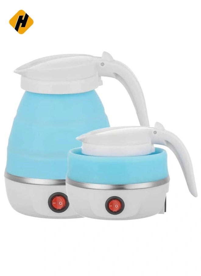 Travel Foldable Silicon Water Heater Jug Collapsible Mini Portable Electric Kettle (Blue)