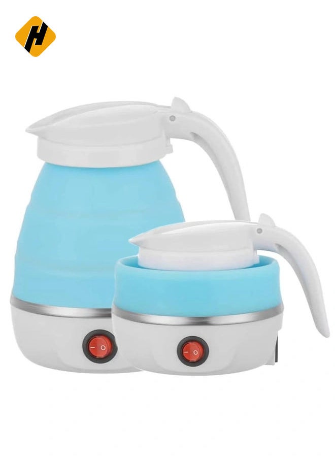Travel Foldable Silicon Water Heater Jug Collapsible Mini Portable Electric Kettle (Blue)