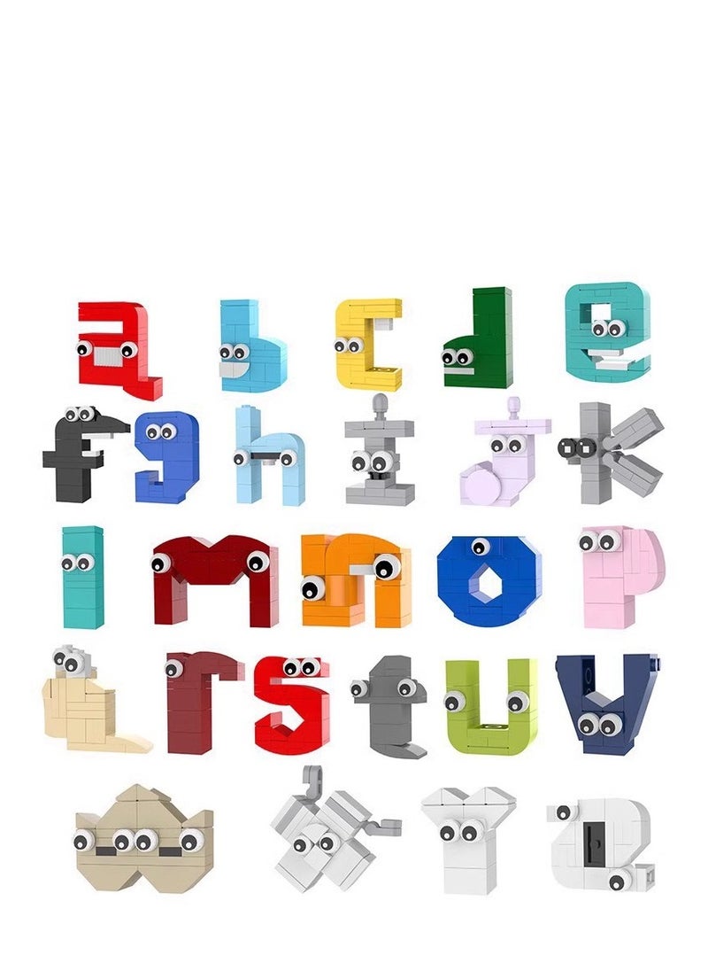 Alphabets Lower case A-Z Building Blocks Toys Set 538 Pieces for Game Model Toys Ideas Collectible Building Bricks Birthday Gift For Kids