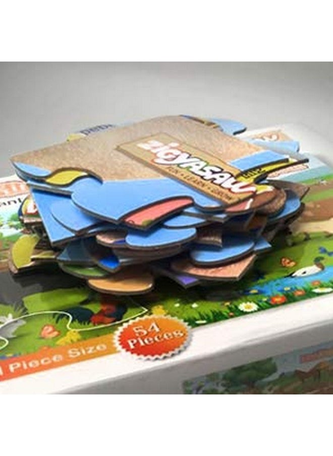 Animal Giant Cardboard Floor Puzzle Game For 3 Years+ Old Kids | Puzzle Size 36 Inches X 24 Inches When Assembled | Pre School Game Equipment