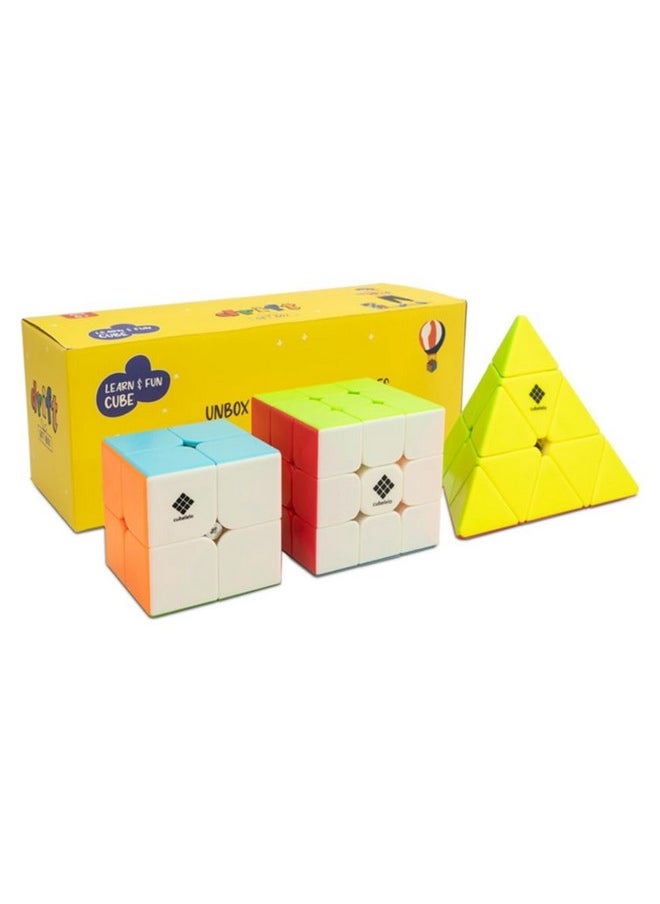 Drift 2X2, 3X3 & Pyraminx Cube Combo (Stickerless) | 3 In 1 Speedcube And Puzzle Combo For Kids And Adults | Magic Speedy Stress Buster Brainstorming Puzzle (Multicolor)