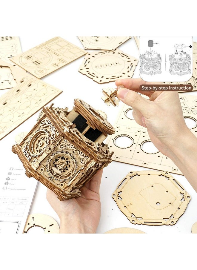 3D Wooden Puzzles Music Box (Secret Garden) - Model Kits For Adults Spinning Musical Jewelry Box Vintage Keepsakes Storage, Gifts For Teens/Woman/Man