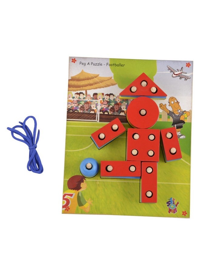 Wooden Peg A Puzzle - Footballer